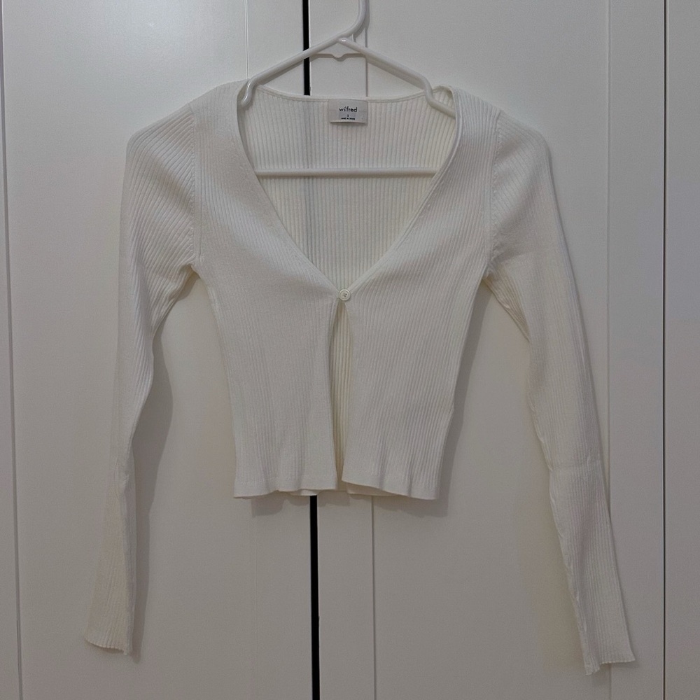 Aritzia Wilfred Corelli Cropped Cardigan - Size S - Light Birch